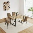thumbnail image 5 of Newboti 55" Dining Table modern rustic Industrial Rectangular MDF Wood Colour For 4-6 Person, With 1.5" Thick Engineered Wood Tabletop and Black Metal Legs, For writing DeskKitchen terrace Dining 794, 5 of 13