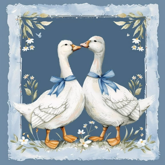 Cute White Goose DIY 11CT Stamped Cross Stitch Kits for Beginners Easy Needlepoint Embroidery Counted Cross Stitch Art Craft for Wall Decoration 14x14inch(3)