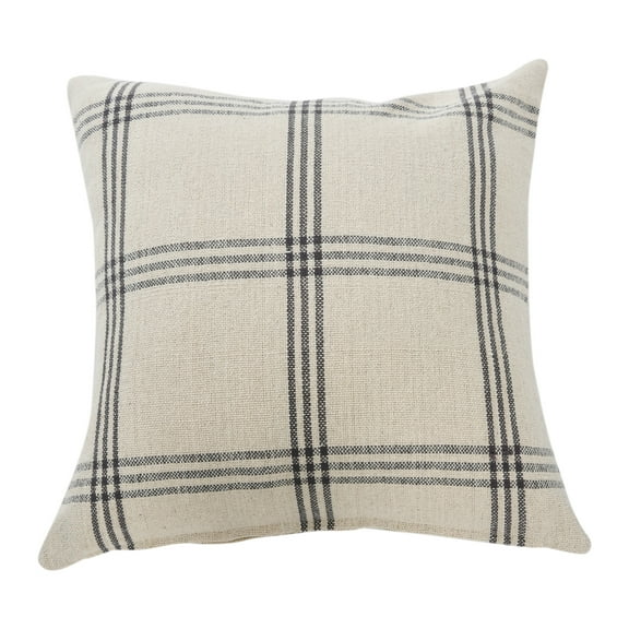 Creative Co-Op Square Plaid Cotton Pillow Cover, Grey