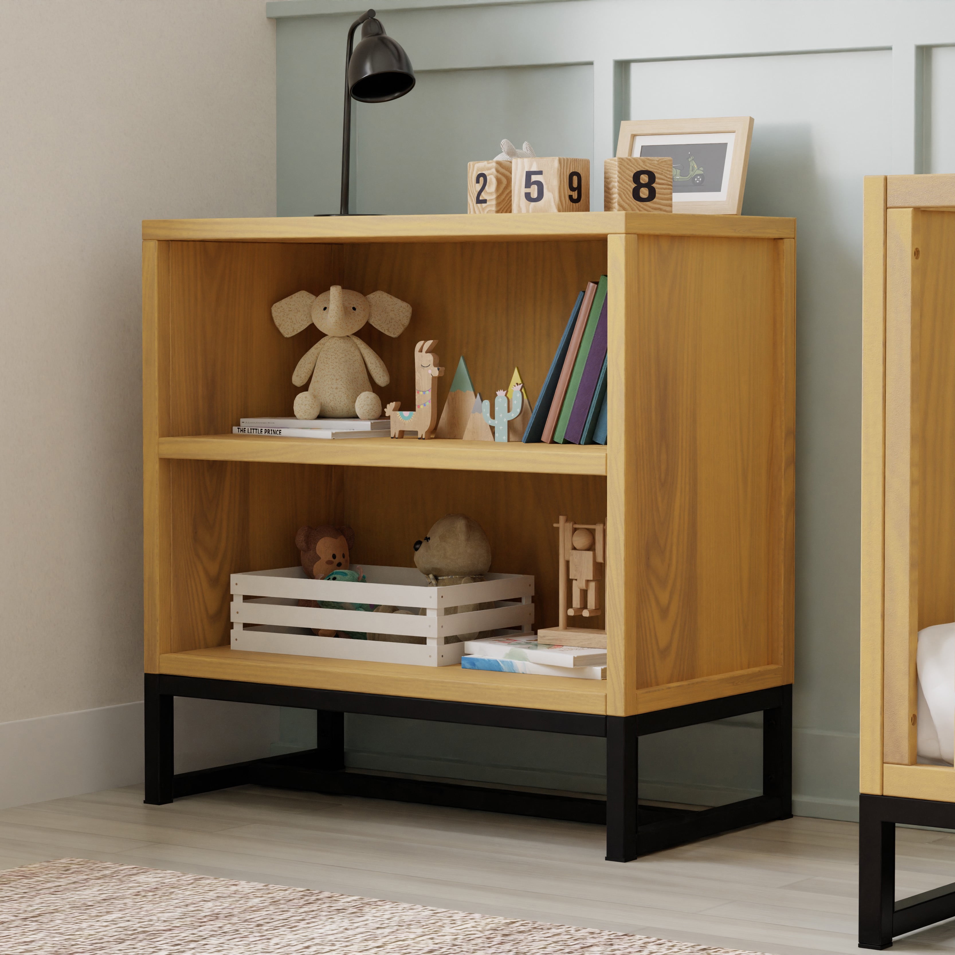 DaVinci Ryder Modern Pine Wood Convertible Changing Table and Cubby Bookcase, Honey