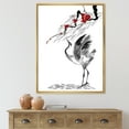 thumbnail image 2 of Red Flowers With Japanese Cranes Bird Drawing 12 in x 20 in Framed Painting Canvas Art Print, by Designart, 2 of 5