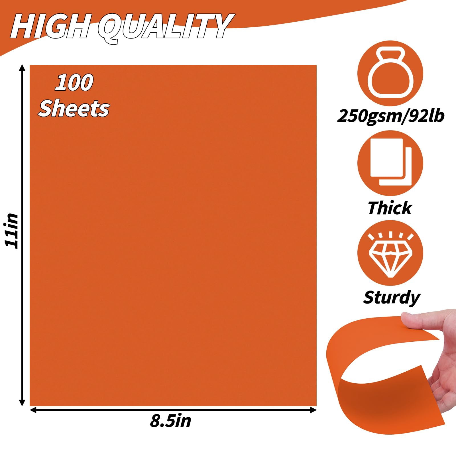 100 Sheets Orange Card Stock 8.5 X 11in 250gsm 92lb Cardstock Construction Paper Heavy Weight Printer For Invitations  Stationery Printing Scrapbooking Crafts