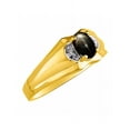 thumbnail image 3 of RYLOS Mens Rings Yellow Gold Plated Silver Classic Design 7X5MM Oval Gemstone &  Diamond Ring Black Star Sapphire March Birthstone Ring Size 11, 3 of 6