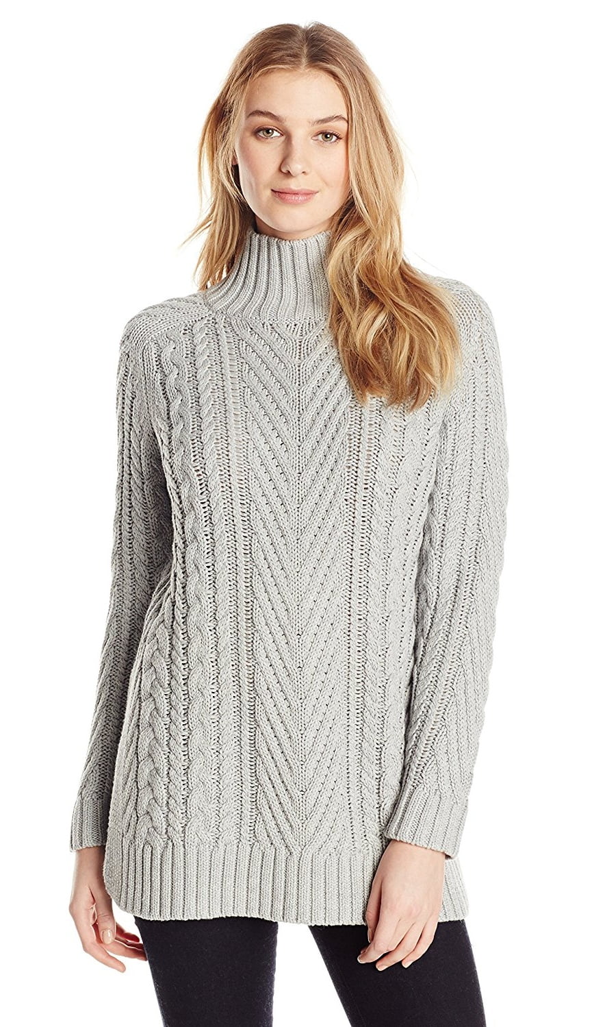 Vince Camuto - Vince Camuto Mixed Cable Knit Long Sleeve Tunic Sweater ...