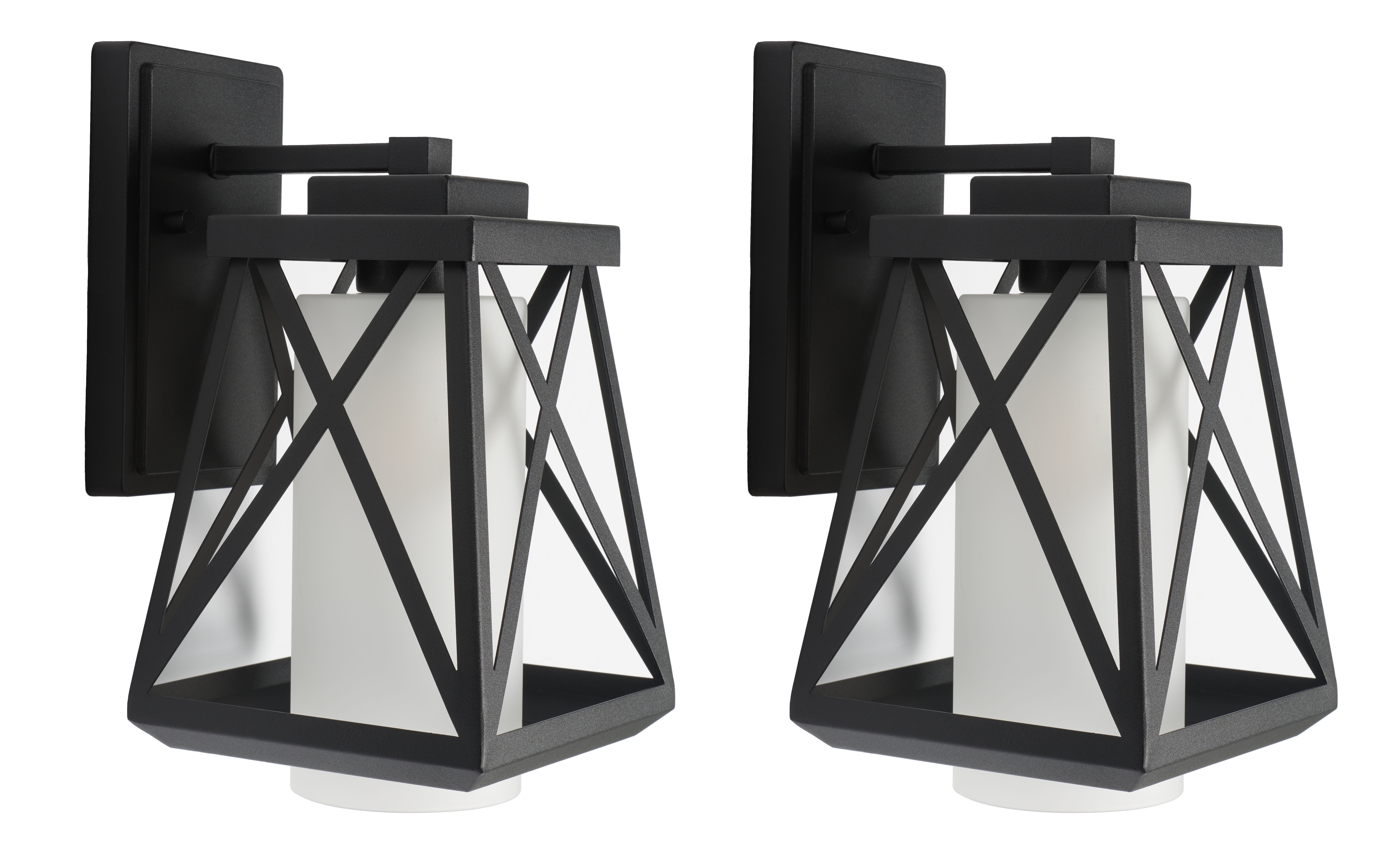 SAFAVIEH Braith 2-Light A19 Black Steel Wall Sconce with Black Shade, Set of 2
