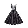 thumbnail image 4 of 2024 Halloween Cosplay vestido de calavera rosa negra oscura disfraz de mujer sin mangas vestidos de fiesta vintage calavera bruja ropa aterradora, 4 of 5