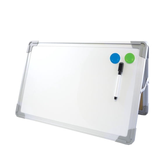 16" x 20" Magnetic Double‑Sided Desktop Dry Erase Easel with Aluminum Frame, Marker & Magnets
