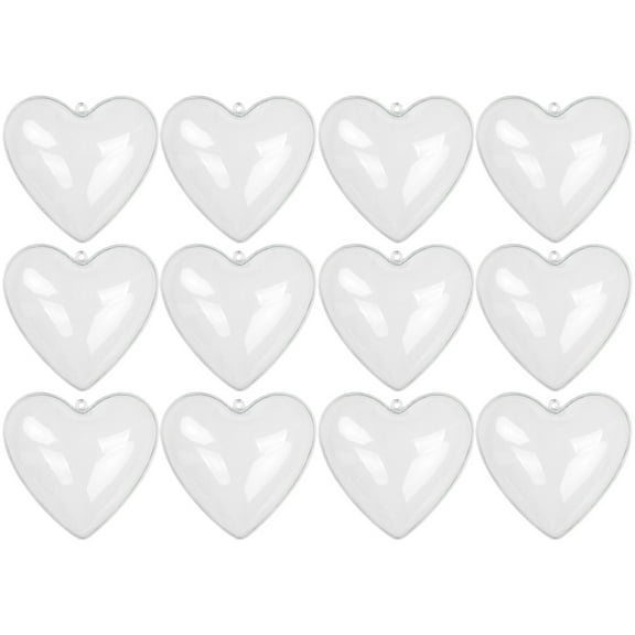 Gymnture 12pcs Clear Heart Shape Fillable Ornament Balls for Christmas