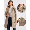 thumbnail image 2 of DARING DIVA Women's Double Breasted Slant Pocket Button Down Belted Coats Light Brown M, 2 of 6