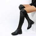 thumbnail image 6 of Mepaouo Women's Over The Knee Boots Low Block Heel Stretch Winter Thigh High Long Boots(Black,6.5), 6 of 8
