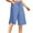 Blue, variant on Feancey Knee Length Linen Shorts for Women Drawstring High Waist Bermuda Shorts Side Slit Loose Straight Leg Beach Shorts with Pockets Black L