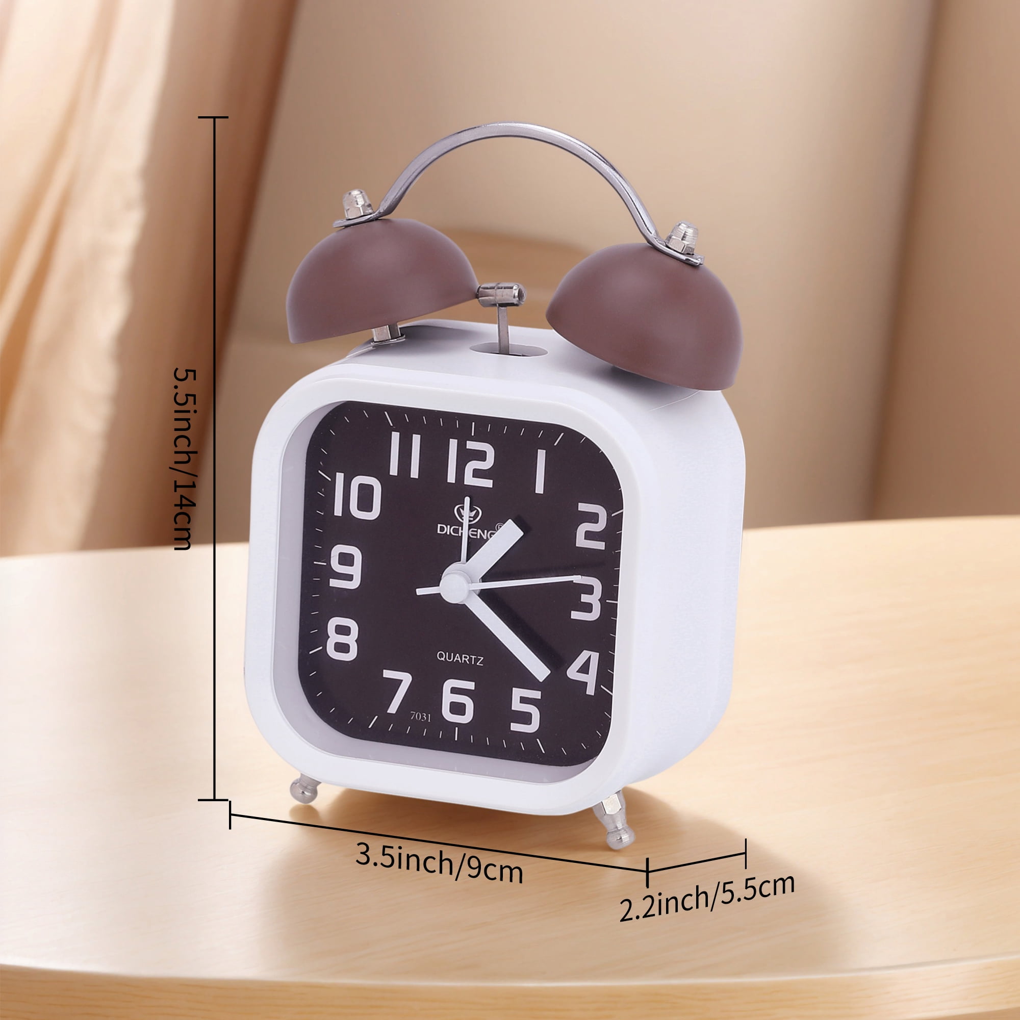 Unique Bargains Classic Alarm Clock with Nightlight Dark Pink 3.5"L x 2.2"W x 5.5"H