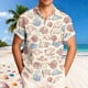 thumbnail image 1 of Ceisia Men's Relaxed Fit Cream & Red Blue Seashell Marine Print Turndown Collar Short Sleeve Casual Shirt Gifts, 1 of 6