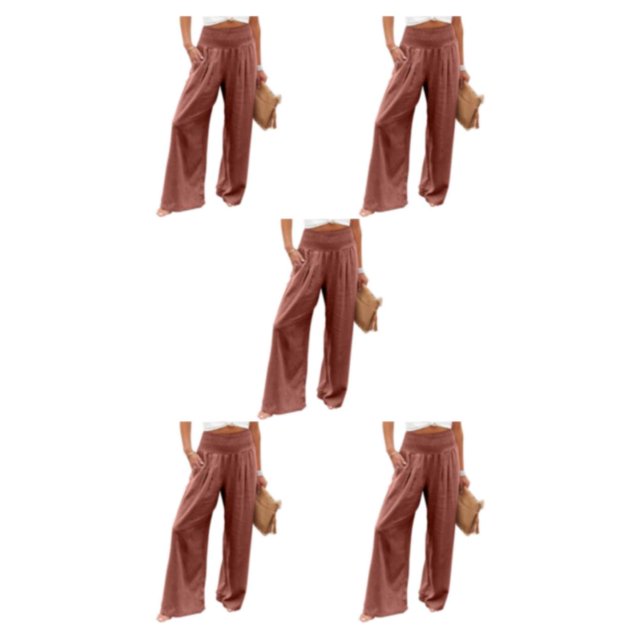 Pantalones de verano para mujer Qarigey Color sólido Largo suelto Casual Pierna ancha Naranja Rojo