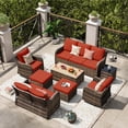 thumbnail image 4 of MEISSALIVVE Patio Furniture Set with Swivel Rocking Chairs, 8 Pieces Patio Conversation Set, Outdoor Wicker Sofa Couch with Waterproof Cushions for Lawn Backyard Porch (Red), 4 of 8