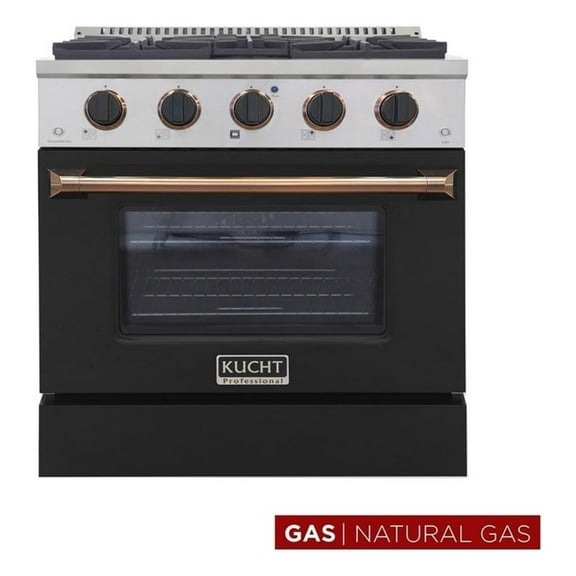 Pemberly Row 30" Stainless Steel Natural Gas Range in Gold/Black/Silver