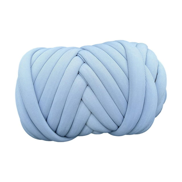 Hilo grueso de 250 g, hilo suave para tejer a mano de 20 m de longitud, hilo voluminoso, hilo tubular jumbo. Azul claro