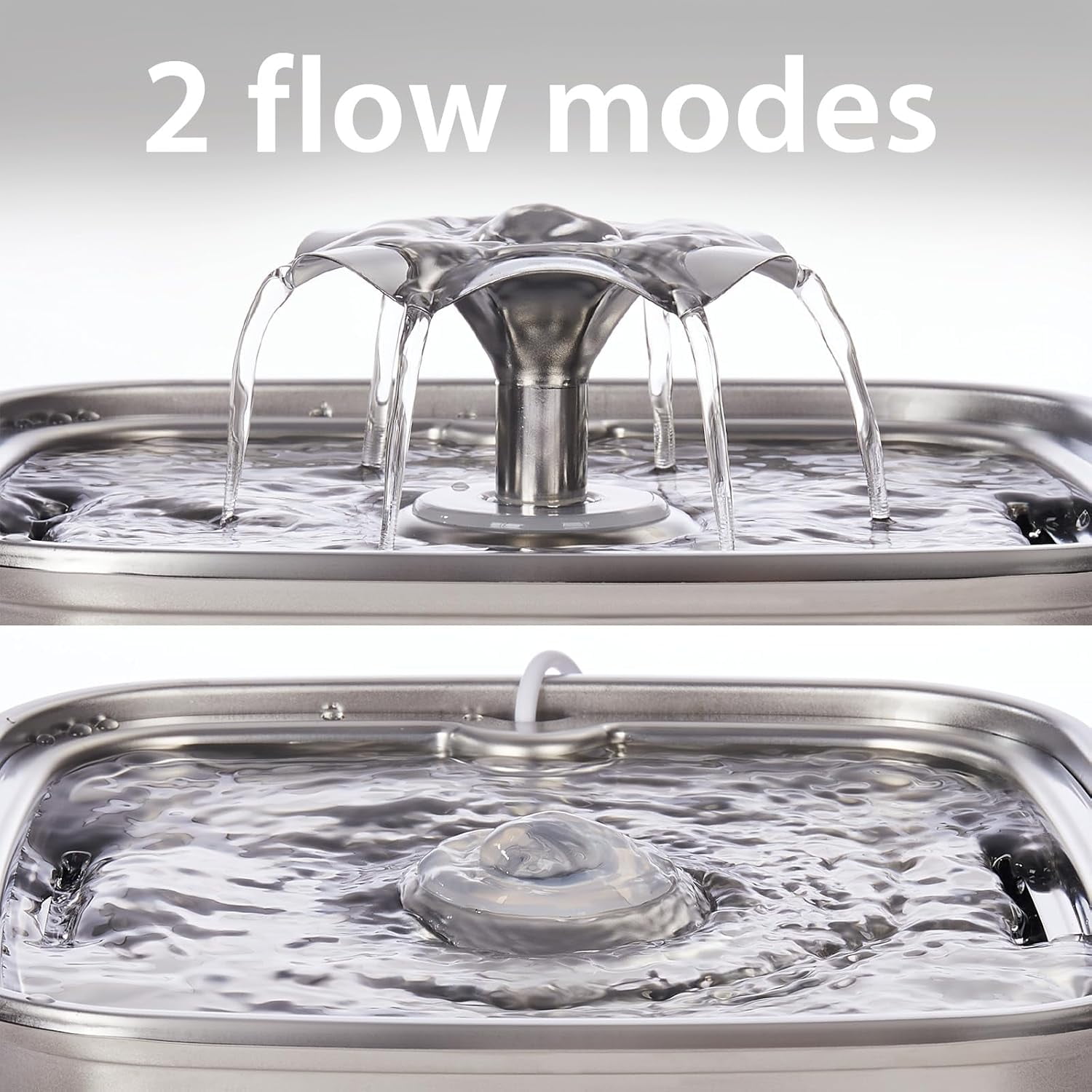 Automatic Pet Water Fountain with Stainless Steel Design, 108oz/3.2L Dispenser Includes Replacement Filters & Silicone Mat for Cats and Dogs