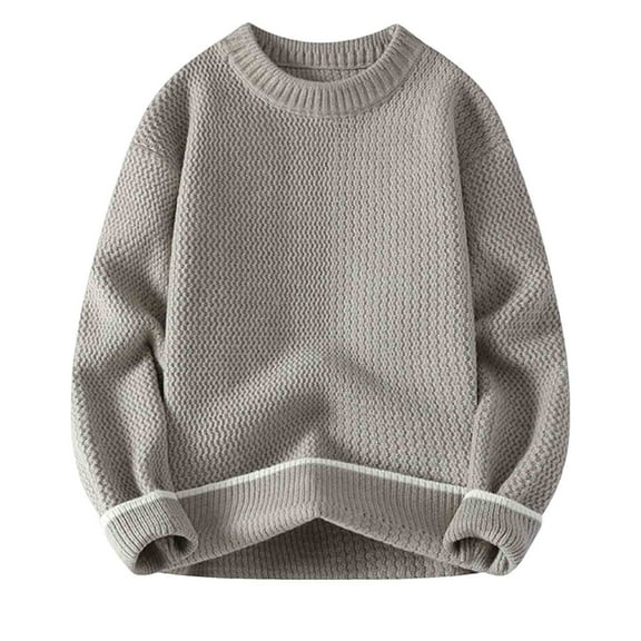 Chiccall Mens Sweaters Plus Size Warm Thicken Knitted Sweater Casual Textured Stretch Pullover Tops for Men