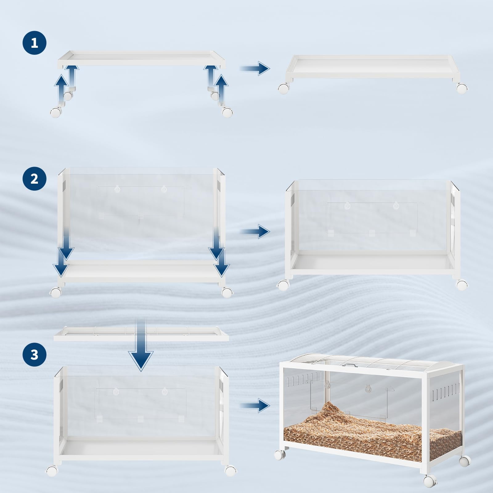 Yeshouse Hamster Cage with Chew-Proof Acrylic Panels - Stackable Metal Habitat for Hamsters, Gerbils & Guinea Pigs | 37.8" Spacious Design, Dual-Door Access, Universal Wheels, Easy-Clean