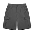thumbnail image 3 of Hiking Shorts for Women Lightweight Elastic Waist Knee Length Cargo Shorts Golf Casual Summer Bermuda Short Dark Gray S, 3 of 6