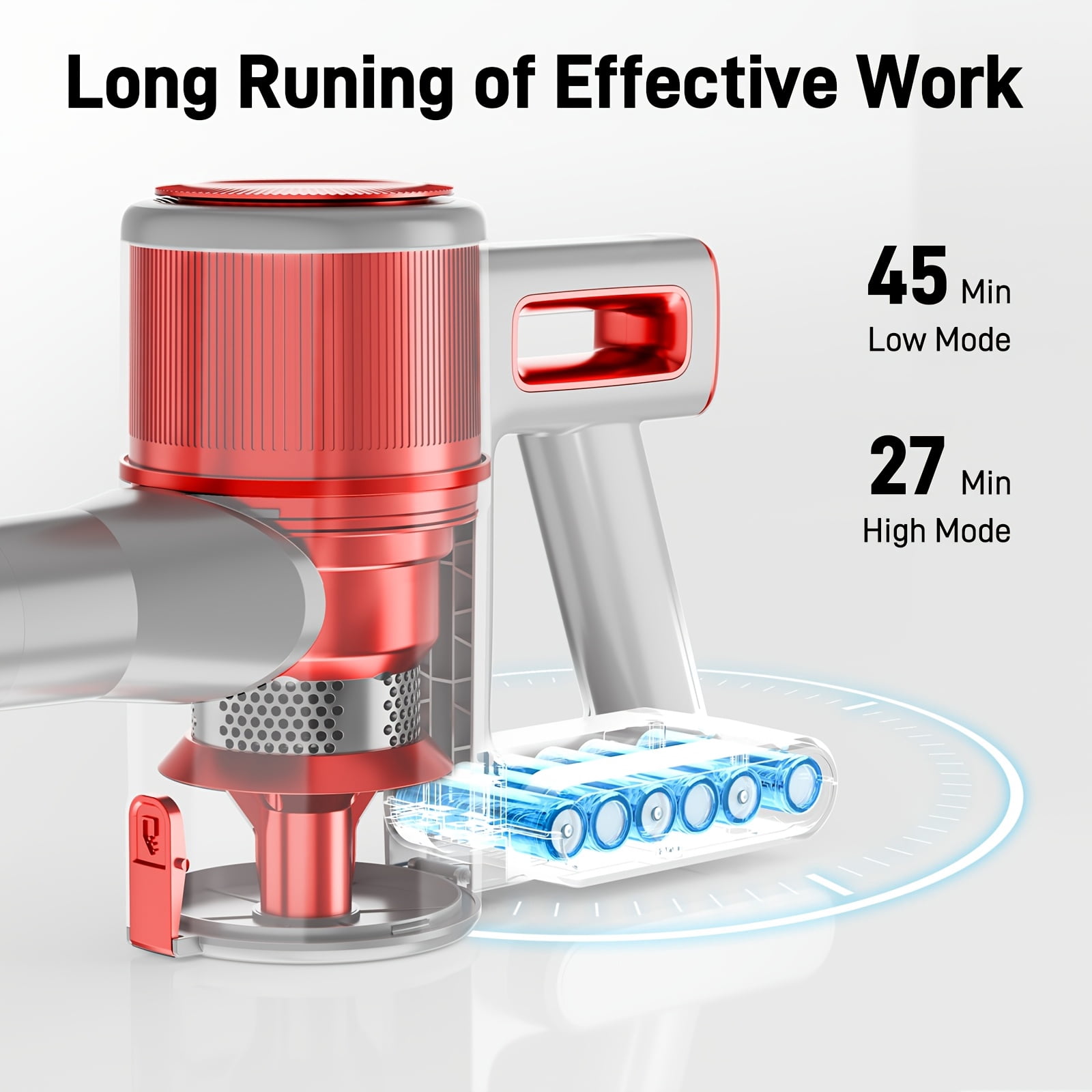 Cordless Vacuum Cleaner for Home - Powerful, Max 65Kpa Stick Vacuums Lightweight with Detachable Battery Display, Max 45Mins Runtime, 8in 1 Handheld Vacuum for Hardfloor & Carpets Pet Hair.