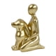 thumbnail image 1 of Figura decorativa de hombre con perro para estante, 10x6,5x13,3 cm, ideal para dueños de mascotas. Dorado, 1 of 9