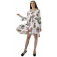 thumbnail image 2 of Moomaya Rayon Flared Dress For Womens Long Sleeve Printed V-Neck Casual Beach Dress For Girls, 2 of 7
