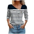 thumbnail image 2 of BXINGOHAI Women's Striped Print Long Sleeve Round Neck Tee Top Colorblock Soft Knit T Shirt Black,4XL, 2 of 3