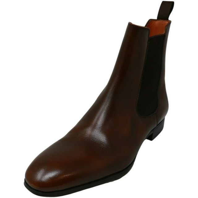 Santoni Bottes en Cuir Mi-Mollet Luna pour Femmes Brun Foncé - 9M