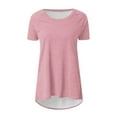 thumbnail image 4 of Womens Summer Tops Fashion Summer Round Neck Leisure Short Sleeve Solid Tops Up to 65% Off, 4 of 5