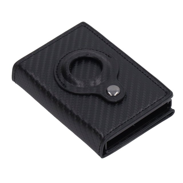 Card Case Wallet, Ultrathin Aluminum Alloy PU Card Holder For Travel Carbon Black