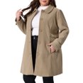 thumbnail image 2 of DARING DIVA Women's Plus Size Peter Pan Collar Long Sleeves Winter Coats 3X Brown, 2 of 6