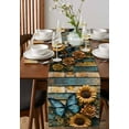 thumbnail image 2 of Hokiten Table Runners 72 Inches Long Dress Scarves, Yellow Flower Butterfly Farmhouse Kitchen/Dining Table Runner, Coffee Tablerunners, Teal Metal Striped Vintage 13x72 Inch, 2 of 7