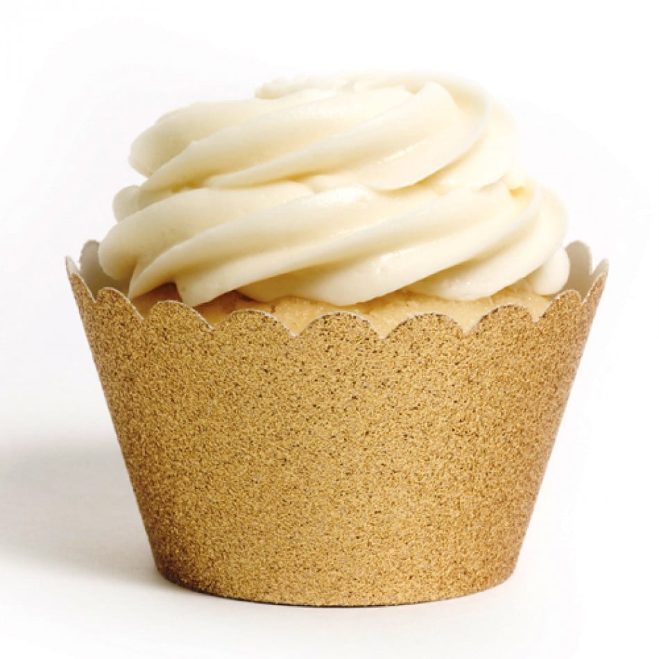Dress My Cupcake Standard Gold Reusable Glitter Cupcake Wrappers, Set