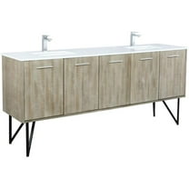 Lexora Home Lancy 80" Double Quartz Top Bathroom Vanity with Rose Gold Faucet