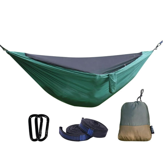 Ycandiee Camping Hammock, Portable Hammock with Net, Outdoor Swing Hammock, Nylon Parachute Material Quick Opening Hammock, Hiking Travel Courtyard