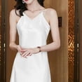 thumbnail image 2 of ALSLIAO - Vestido de mujer de satén sintético de seda, con tirantes, sexy, con escote en V, para fiesta, color blanco, talla M, 2 of 8