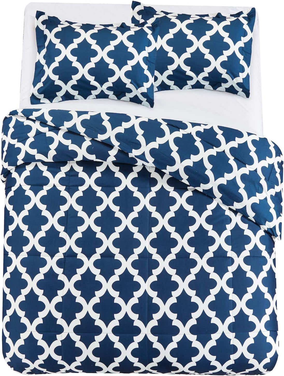 Comforter with 1 Pillow Sham Goose Down Alternative Ultra Soft Microfiber Navy Color Twin Size