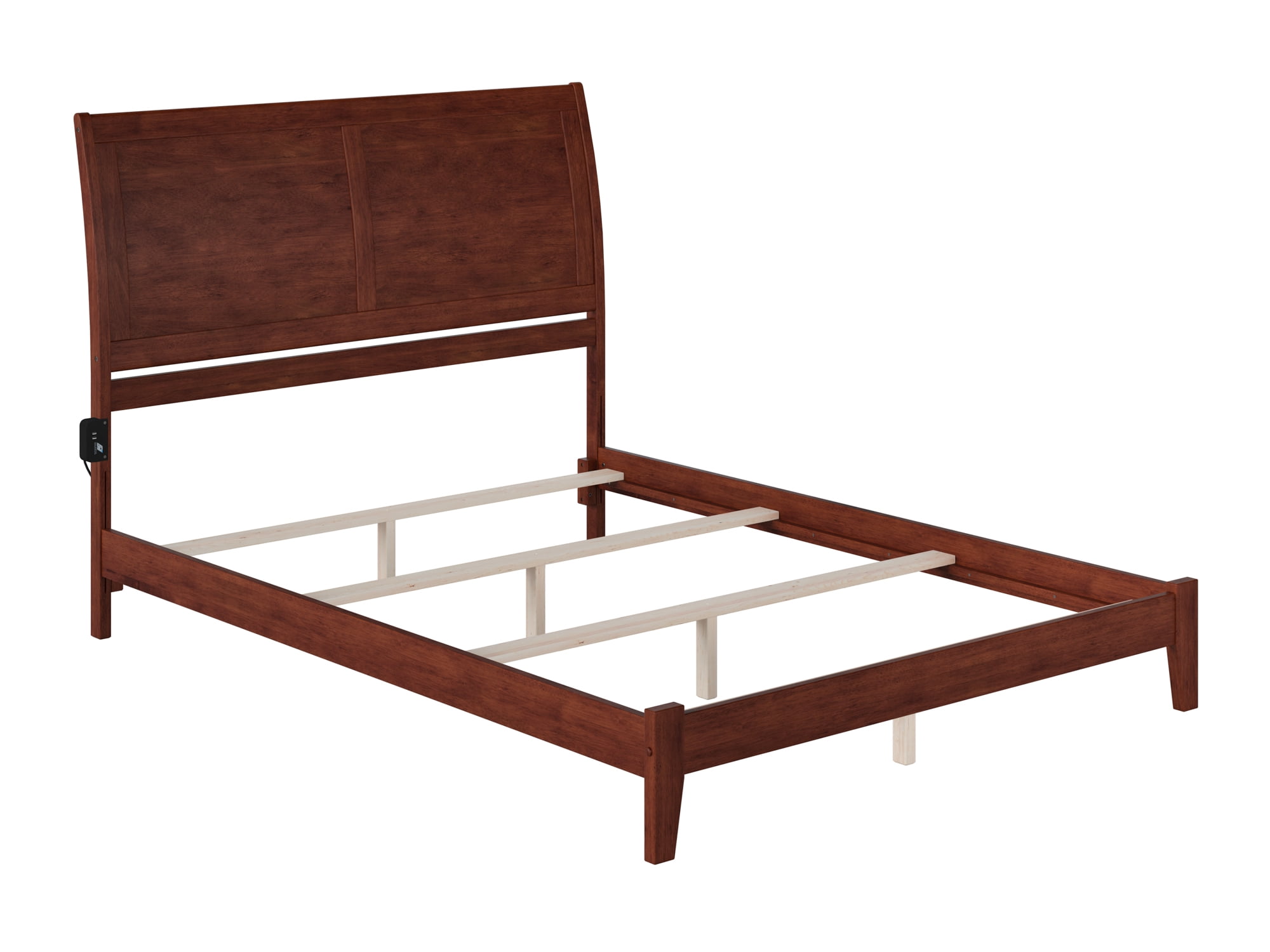 AFI Portland Queen Wood Foundation Bed Frame with Sleigh Headboard, Walnut