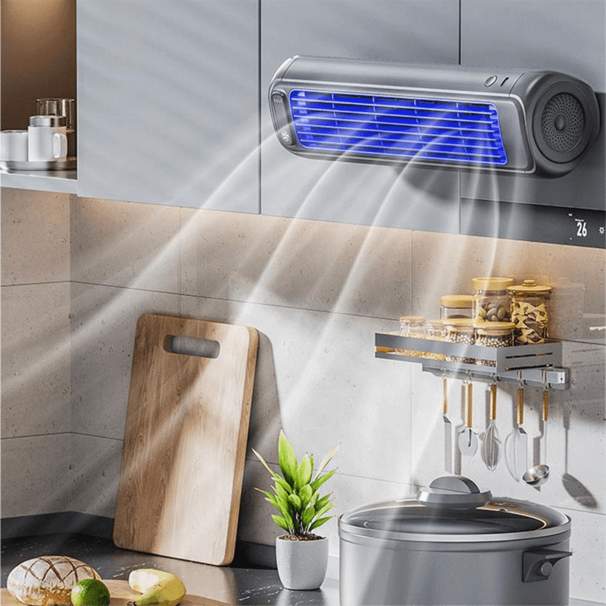 Portable Air Conditioning Cooling Fan Multiple Adjustable Gears Home Office Kitchen Cooling Fan Home Wall Mounted Fan,1*Fan 1*Data cable 2*Hook