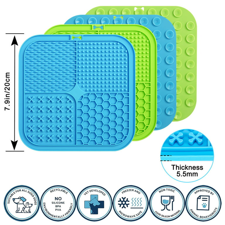 Lick Mat for Dogs and Cats, 2PCS Licking Mats Dog Slow Feeders with Suction  Cups for Dog Anxiety Relief, Cat Lick Pad for Boredom Reducer, Dog Calming  Feeder Mat for Bathing and
