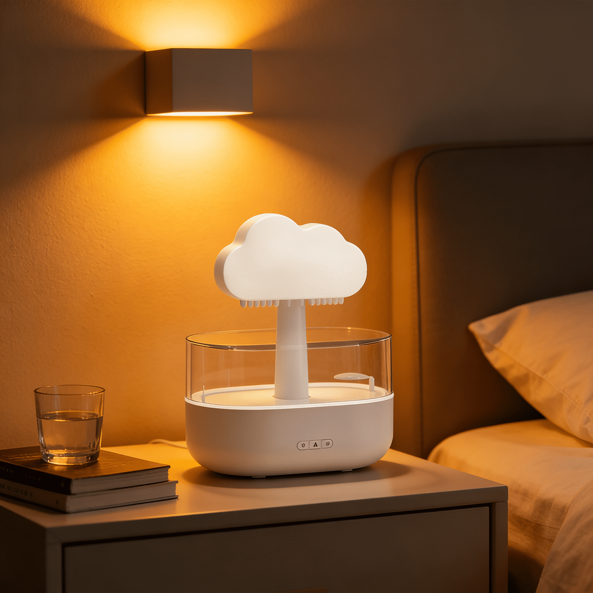 HIBIBUD 2026 New Rain Cloud Humidifier Water Oil Diffuser with 7 Colors Led Lights Raining Cloud Night Light for Sleeping Relaxing Home Office Baby Humidifiers