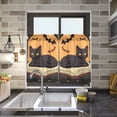 thumbnail image 4 of Yayeee Kitchen Curtains Tier Pair Light Filtering 27"x24" Rod Pocket Short Cafe Window Panel, Orange Halloween Cat, 4 of 7