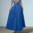 thumbnail image 2 of Vintage A Line Denim Skirt For Women Retro Button Front Flare Skirt Stylish Midi Skirt For Casual Wear, 2 of 2
