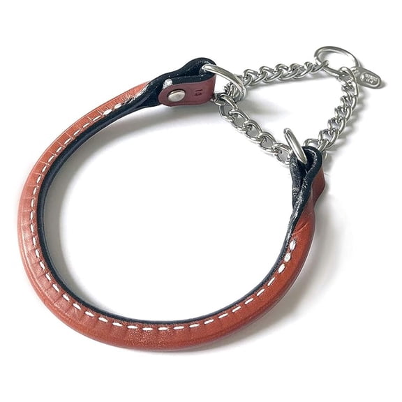 Leathercrafters Leather Martingale Dog Collar Rolled - 20 - Tan