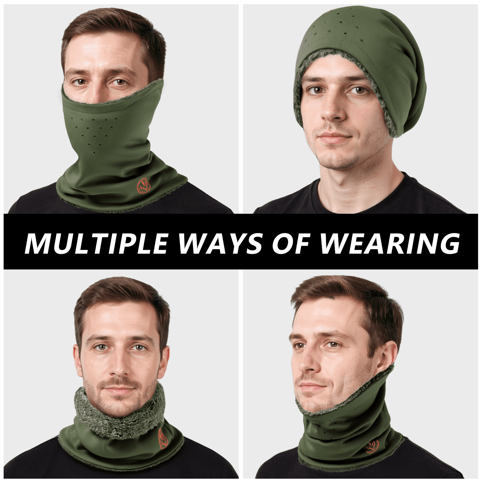 BASSDASH Unisex Winter Neck Gaiter Warmer Insulated Fleece Hunting Face Mask Water Resistant for Fishing Hiking Skiing