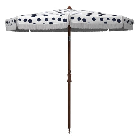 Safavieh 87.79 in Freestanding White/Navy Solid Print Octagon Patio Umbrella Sydney 6.5' Beach