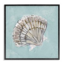 Stupell Industries Brushed Clam Shell Coastal Painting Black Framed Art Print Wall Art, 24 x 24