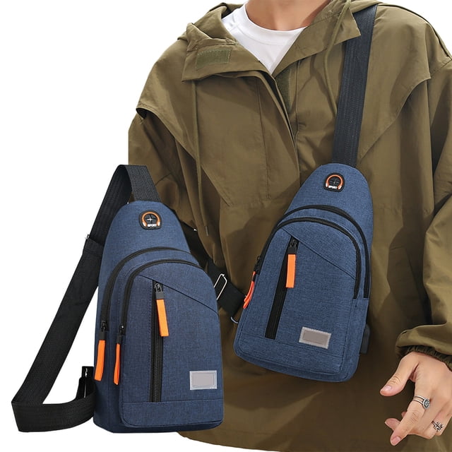 Bandolera de hombre Bolsa multifuncional multifuncional estanca para el pecho Mochila de hombro ligera para deportes al aire libre Bolsa mensajera 12,2"x6,7"x2,4" Negro azul gris duradero
